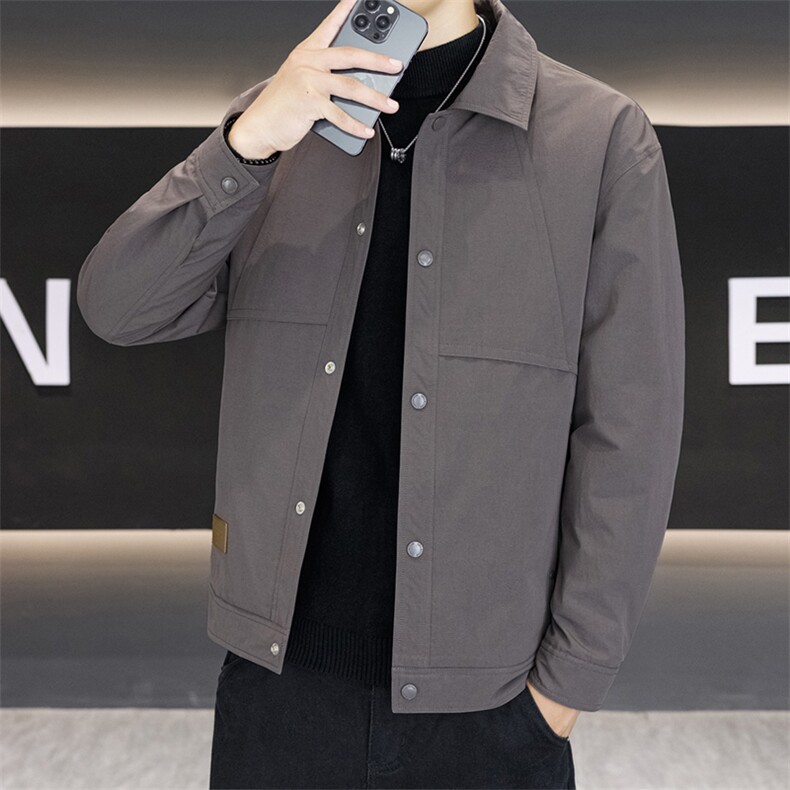 行政夹克羽绒服男2025新款秋冬季高级感商务休闲衬衣服男款图片