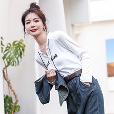 时尚新款连帽卫衣修身显瘦长袖打底衫百搭潮流女装上衣，女装卫衣/绒衫，钱塘布衣