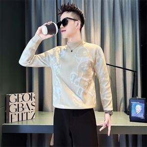 MY22-P68控98男款毛衣高级毛绒提花针织衫秋冬男士新款保暖内搭打图片