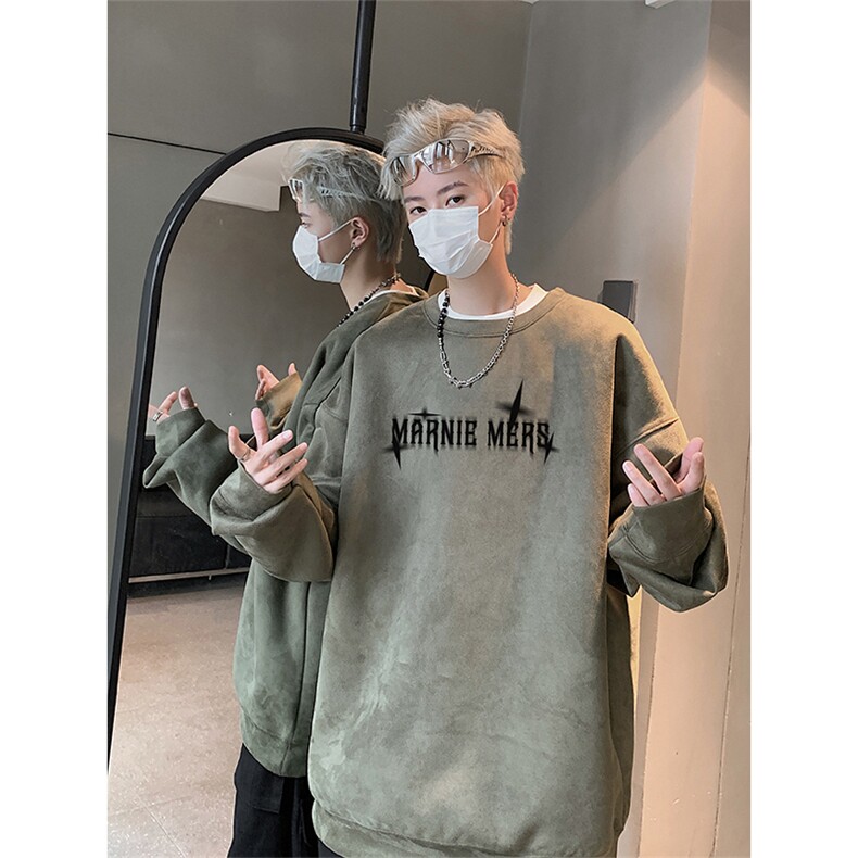 字母印花潮牌秋季wyjp6523卫衣圆领麂皮绒特p35控69,男装卫衣,星座605(原A050)