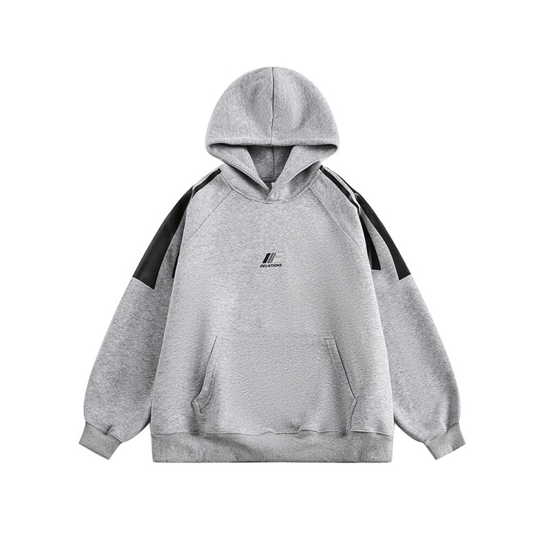2025秋400G拼色印花连帽卫衣--5551,男装卫衣,电商S012（CATTEE）