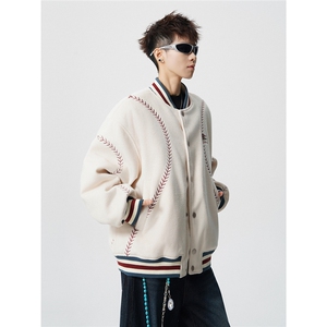 美式旗帜字母刺绣大码S-2XL夹棉聚酯纤维棒球棉衣男78156P148,男装棉衣,星座227-7