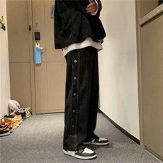 排扣牛仔裤男直筒宽松拖地裤潮流裤子秋冬阔腿老爹裤潮牌NK90-P40，男装牛仔裤，星座1008