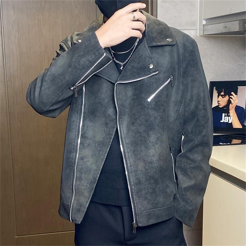 JK898-P100男士皮衣外套韩版潮流修身机车服加绒夹克男装上衣服,男装夹克,电商D310B-1