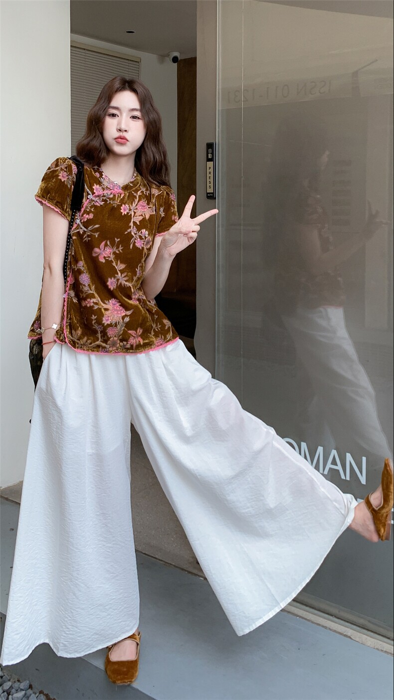 夏季新款金丝绒新中式套装RF2C290-6861#-P175-238,女装套装/套裙,2C290