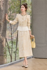 新款春季优雅高端大气提花收腰气质两件套，女装套装/套裙，布芭啦