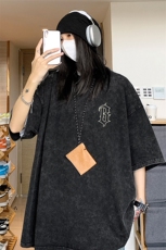 中性2026夏装高克重水洗做旧夏季短袖T恤男女美式宽松半袖S186P38，男装T恤，电商A233-1