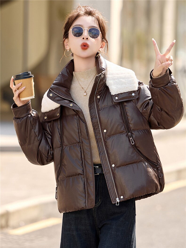 现货2025年冬季新款羽绒服韩版休闲保暖羽绒服毛领可拆卸,女装羽绒服,悦祺