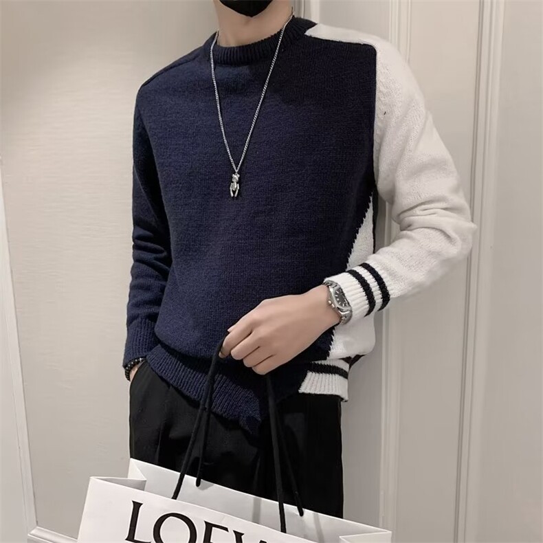 拼色休闲长袖针织毛衣男秋冬韩版青年套头修身S549-P48,男装针织衫/毛衣,星座1109-3