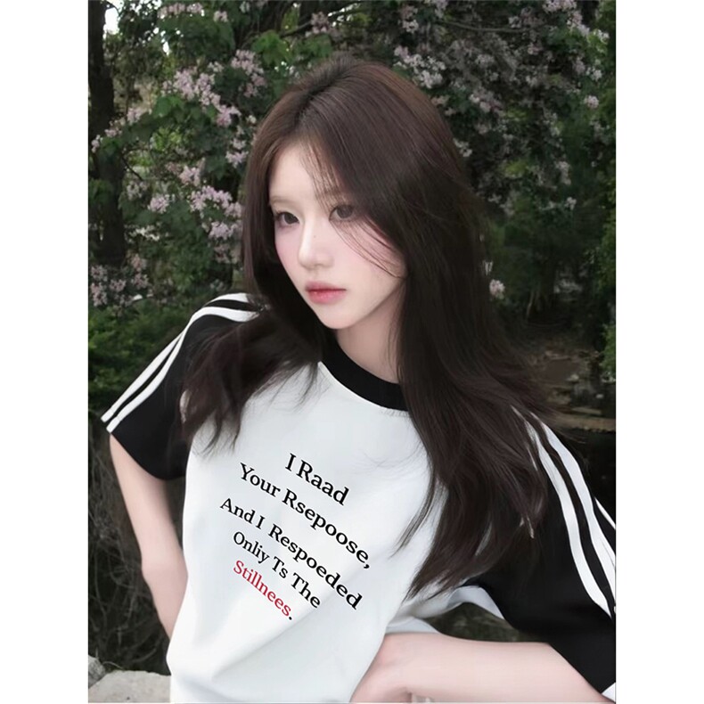 抖音得物品质二开240克宽松纯棉美式潮牌插肩三杠织带短袖T恤，男装T恤，电商A486