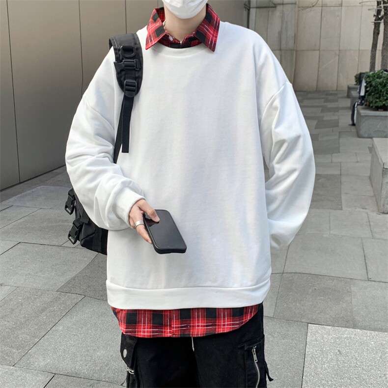 2023假两件衣男士纯色休闲百搭圆领WY010-P43,男装卫衣,星座308B-1