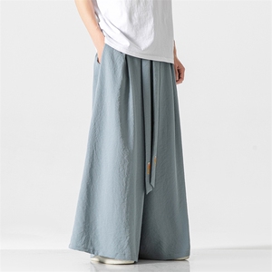 夏季风休闲宽松阔腿长裤黑色汉服直筒裤宋裤情侣潮K332/P85