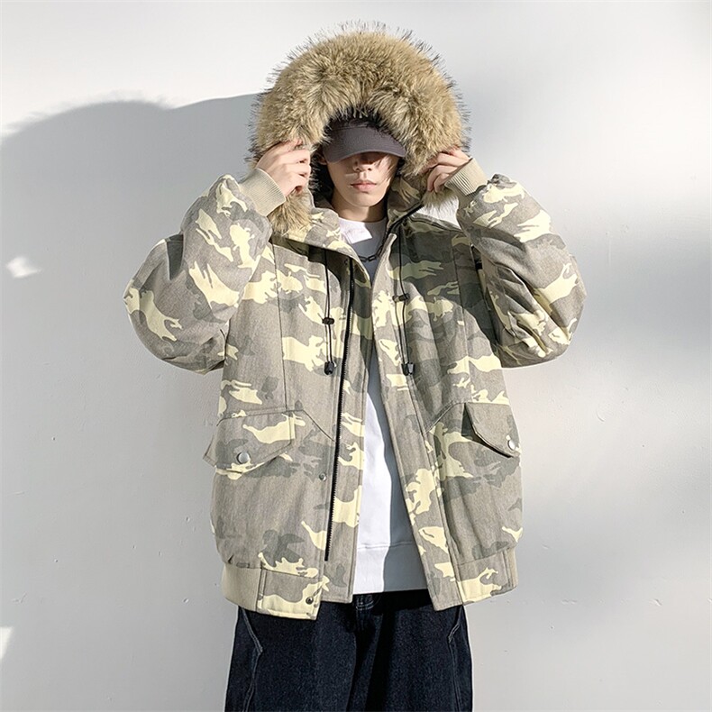 座山雕毛领派克棉服男冬季工装棉衣情侣外套M060-P110迷彩P115,男装棉衣,星座308B-2
