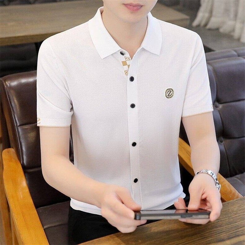 7963-P70夏季休闲时尚短袖毛衣男打底衫欧货T恤潮牌针织衫,男装T恤,电商D310B-1