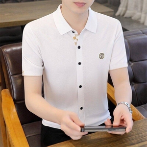 7963-P70夏季休闲时尚短袖毛衣男打底衫 欧货T恤潮牌针织衫图片