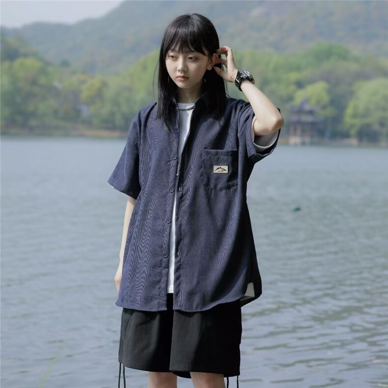 衬衫男短袖韩版潮流女帅气2023夏季新款ins宽松百搭外套CY327-P32,男装衬衫,星座412-3