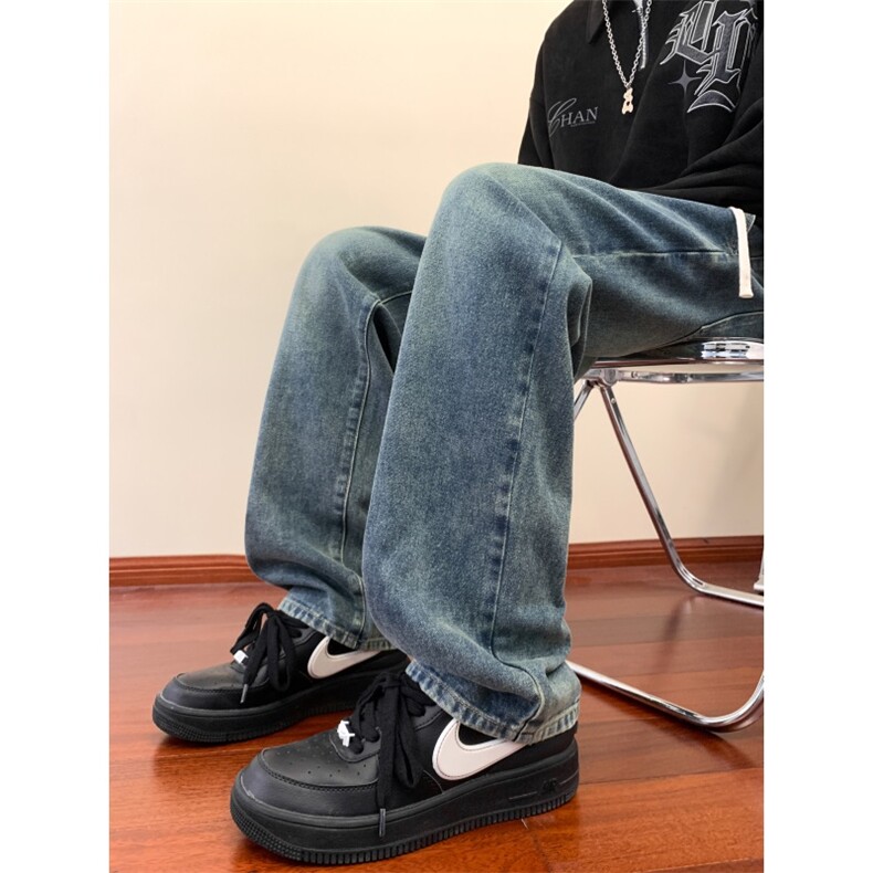 大货！秋冬水洗做旧牛仔裤男美式高街宽松直筒裤子A080-9299-P38,男装牛仔裤,电商A080