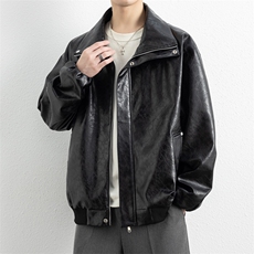 2026春季新款皮衣翻领夹克外套DSA157B-J2630-TP80，男装夹克，电商A157B