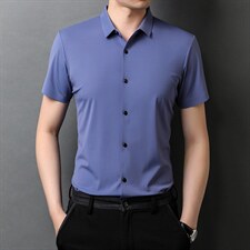 夏季新款2022中年男士短袖衬衫休闲免烫爸爸装衬衣上衣，男装衬衫，电商B212（原钱塘6029）