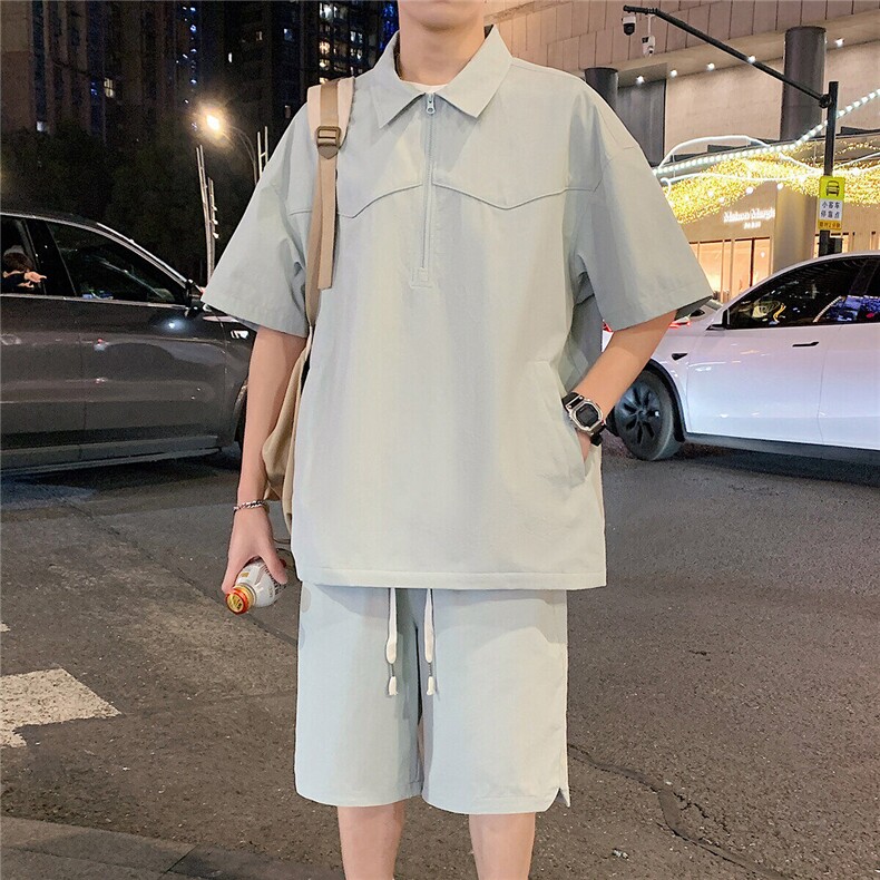 新款休闲短袖短裤套装图片