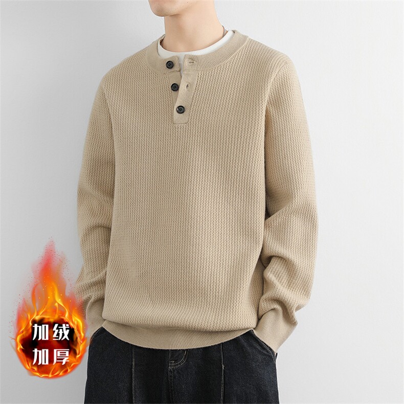 加绒加厚亨利领内搭针织潮牌打底衫青年保暖毛线JR2427P90图片