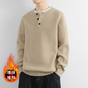 加绒加厚亨利领内搭针织潮牌打底衫青年保暖毛线JR2427P90图片