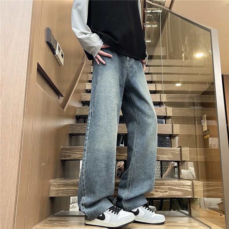 牛仔裤男春秋季2025新款直筒宽松阔腿潮牌美式休闲长裤子H807-P45,男装牛仔裤,星座509