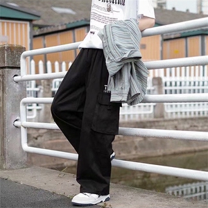2024春季纯棉港风男美式宽松直筒束脚休闲裤工装裤K5221P45图片
