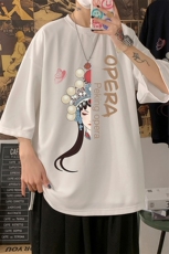 Q11161-P30京剧脸谱春夏季七分袖t恤男大码五分袖男短袖中袖，男装T恤，电商A040