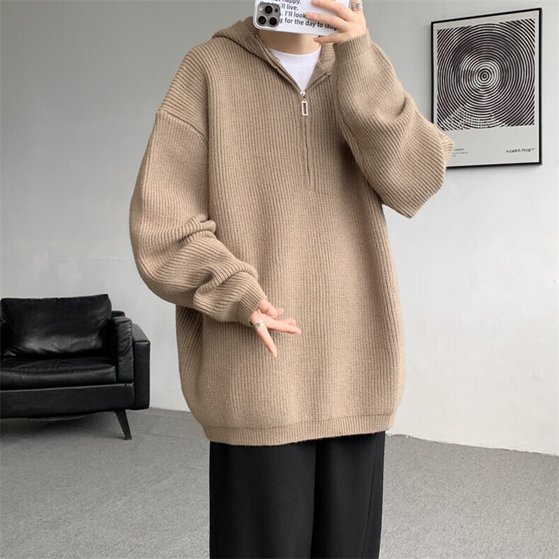 8XL-M毛衣男特大码宽松潮牌慵懒风痞帅连帽套头针织衫MY1509/P75,男装针织衫/毛衣,电商B238
