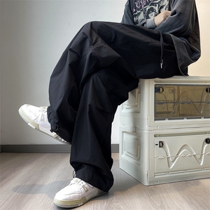 美式复古工装休闲裤男夏季韩版2024新款抽绳设计感长裤 K7306-P38图片