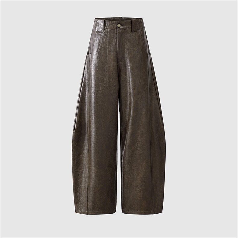 阔腿高街高级感痞帅pu皮裤男秋潮宽松特大码机车裤复古YD9068-P75，男装皮裤，星座509
