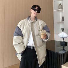港风毛线衣拼接PU皮棉衣男成分：聚酯纤维MY78756P140控198，男装针织衫/毛衣，星座227-7