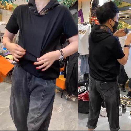 AX302欧货春夏新款时尚气质连蕾丝帽短袖T恤上衣女,女装T恤,L·H·X