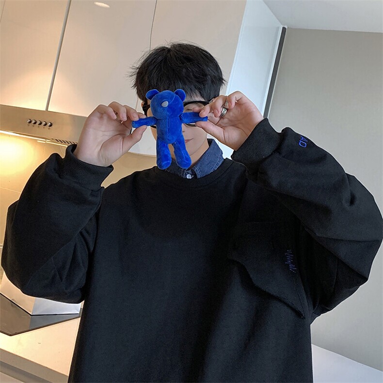 1港风刺绣字母小熊卫衣男大码情侣潮套头卫衣男WY8745P60控88，男装卫衣，星座226-2