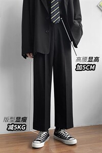 DS815TP35 裤子男ins港风韩版潮流直筒宽松阔腿垂感百搭休闲长裤图片