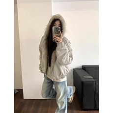 现货高品质美式高街冬季重磅硬挺短款座山雕毛领棉衣男女加厚外套，男装棉衣，电商A443