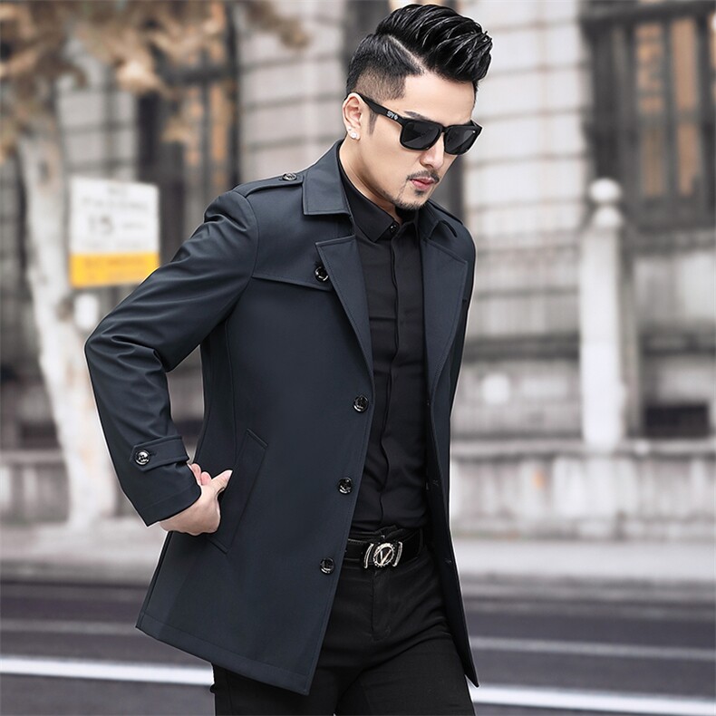 高端男士风衣春秋季休闲宽松外套短款商务百搭男装时尚上衣男潮，男装风衣，电商B212（原钱塘6029）