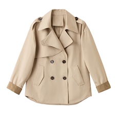 松弛感秋季简约撞色袖子洋气减龄宽松版休闲纯色气质风衣通勤外套，女装风衣，木橙西子