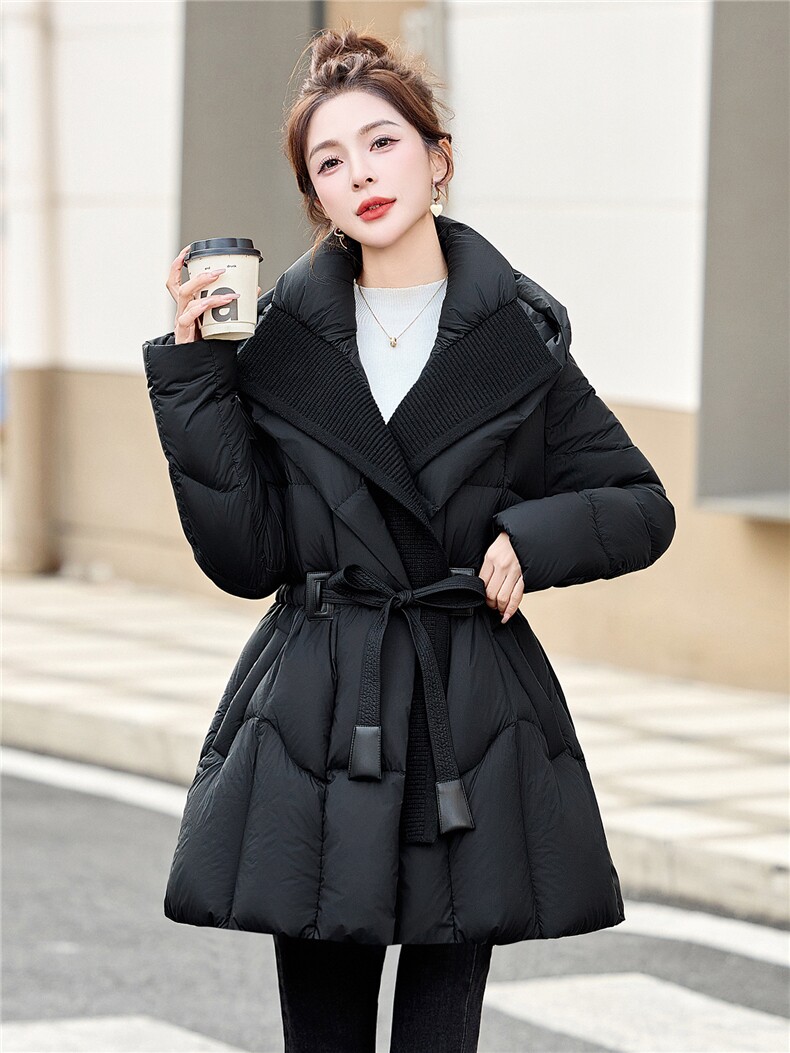 2025冬装新款简约时尚休闲连帽鹅绒羽绒服,女装羽绒服,沁沁公主