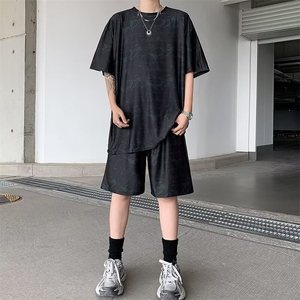 夏季大码冰丝运动套装潮夏季加肥加大胖子肥佬高端透气速干TZ107图片