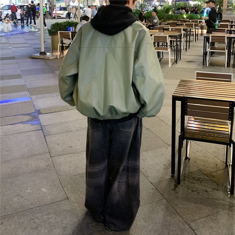特批港风夜景时尚五角星印花翻领皮夹克A247-TPF452特批85,男装夹克,电商A247
