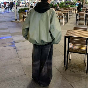 特批港风夜景时尚五角星印花翻领皮夹克 A247-TPF452 特批85图片