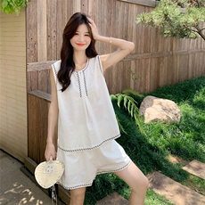 绝美俏皮小清新套装夏季2025新款韩版设计感背心上衣短裤两件套女，女装套装/套裙，2C022