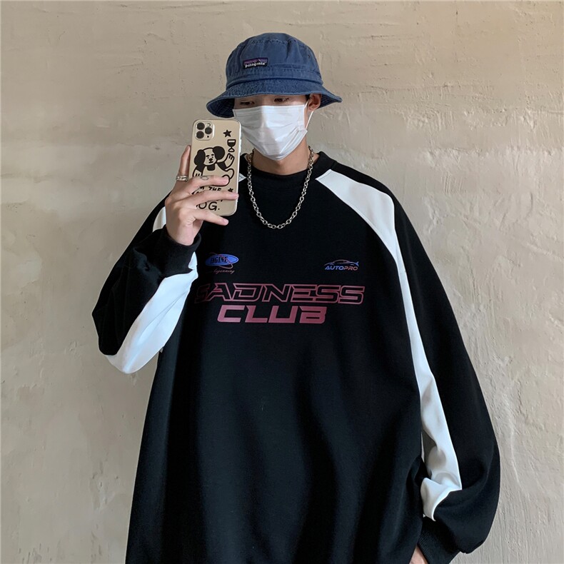 2026秋装潮街头宽松撞色机车服元素情侣卫衣印花外套H802P58,男装工装外套,电商A341