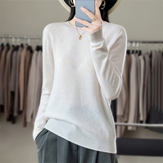 套头长袖圆领纯色2024年秋季时尚气质简约针织衫，女装针织衫/毛衣，质第工厂直营店