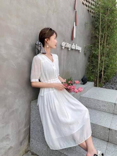 夏季棉麻连衣裙，女装连衣裙，昕叶良品