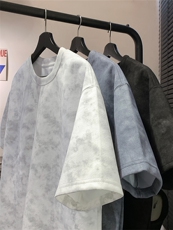 脏脏泼墨扎染圆领短袖T恤宽松大版型落肩光板ZT01-P20限38，男装T恤，电商B219A