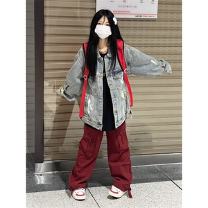 【有货】美式泼墨涂鸦破洞牛仔外套男女款春秋夹克J61HH-特P72图片