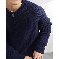港风秋款男圆领开衫毛衣拉链条纹针织衫休闲外套M2311P60，男装针织衫/毛衣，星座1013-1